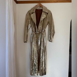 Nour Hammour liquid gold leather trench coat